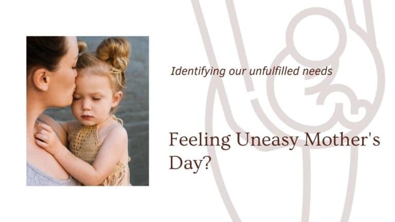 Blog post saying feeling uneasy about mothers day with a girl and a mother image a blog at the om shoppe